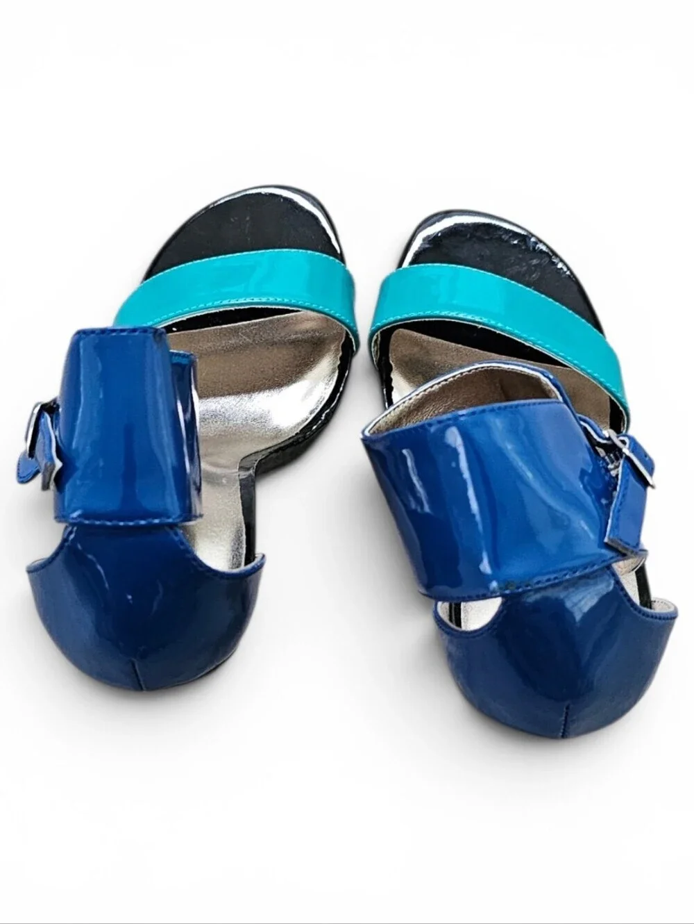 Michael Antonio Blue Teal Patent High Heel Sandals Size 7.5